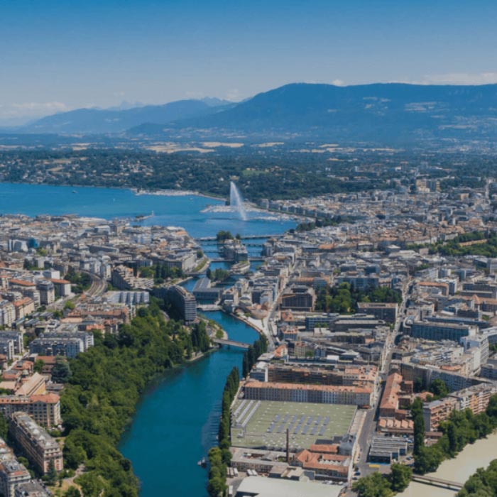 Panoramablick auf die Stadt Genf