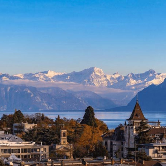 Panoramablick auf die Stadt Lausanne