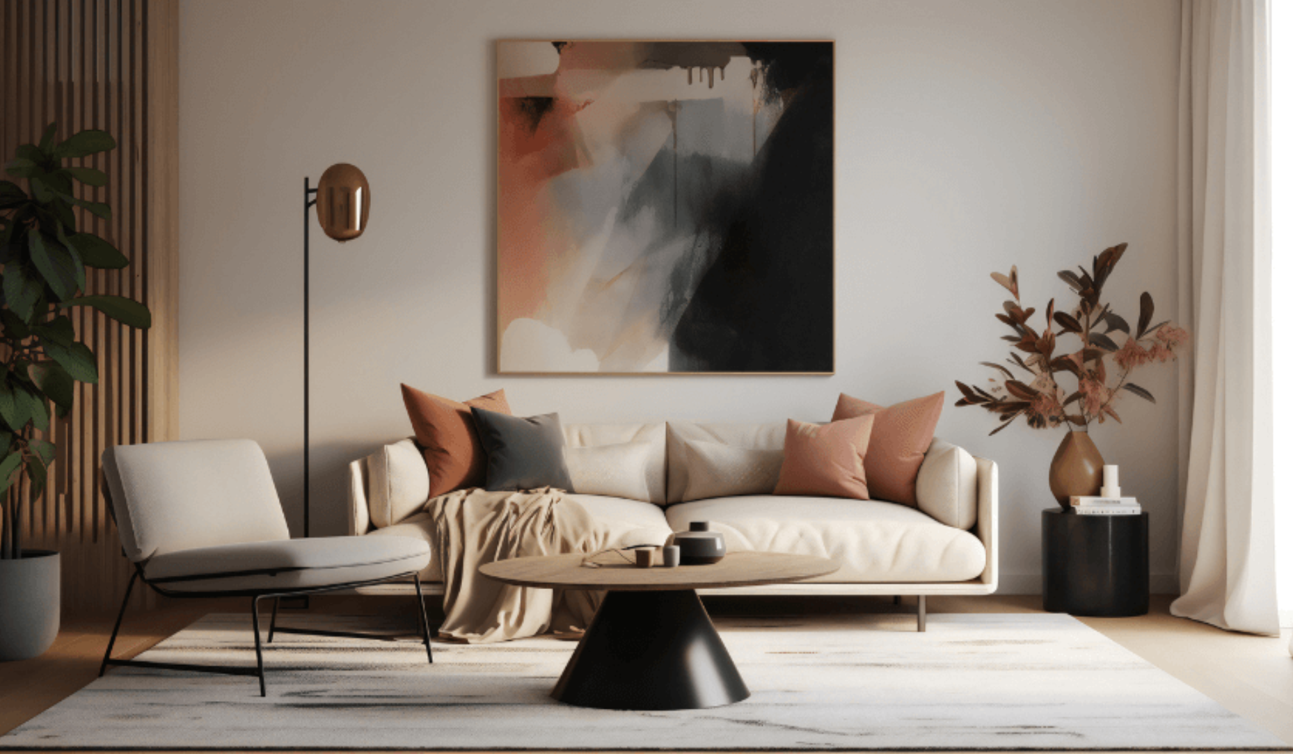 salon moderne et décoré de manière espacé
