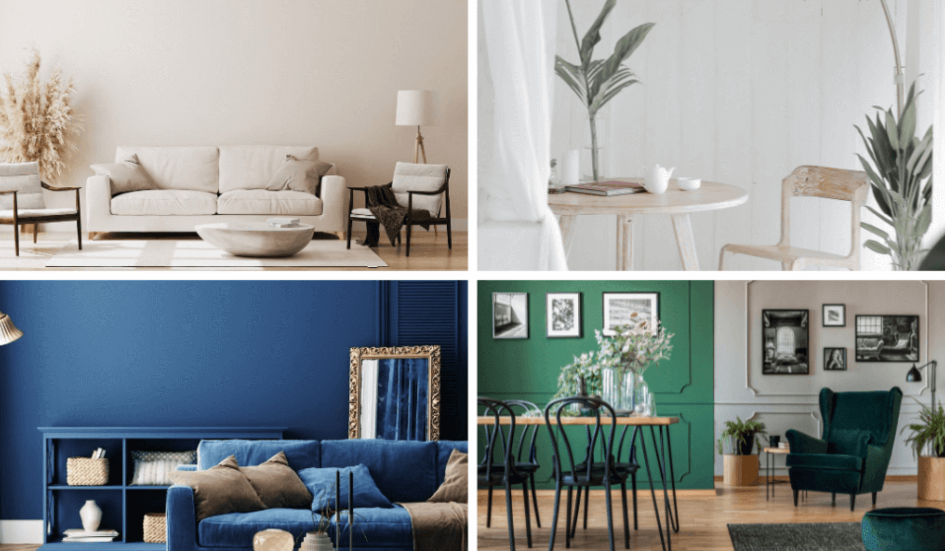 Exemples de salon avec des couleurs apaisantes